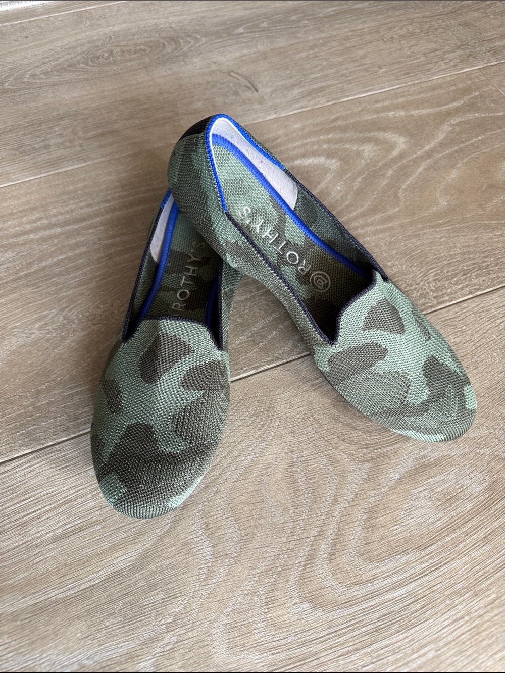 Rothy's Green Camo Knit Slip-On Flats